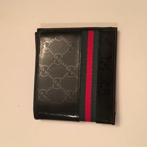 Gucci Men Web Black Leather Wallet